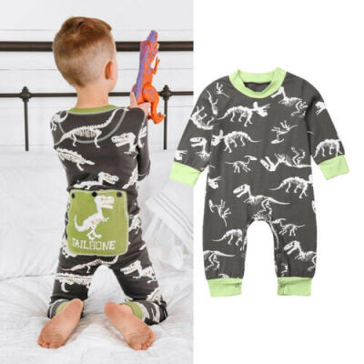 

US CANIS Infant Baby Boy Long Sleeve Dinosaur Romper Jumpsuit One-Pieces Outfits