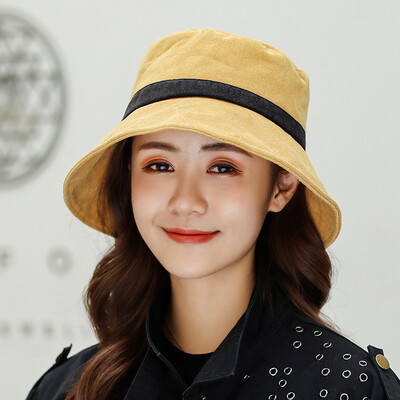 

Dongyuns new tide autumn lady Han version after opening bow bow fisherman hat flat top hat outdoor leisure basin hat