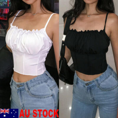 

Women Summer Sleeveless Short Crop Tops Cami Tank Vest Camisole Blouse T Shirt