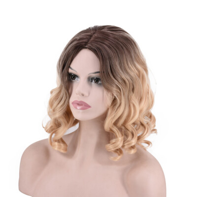 

〖Follure〗Natural Curly Synthetic Wig Sexy Women Short Yellow Wave Wavy Wigs