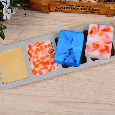 

Toponeto DIY 4 Grid Silicone Soap Mold Handmade Soap Making Round Moulds Tool