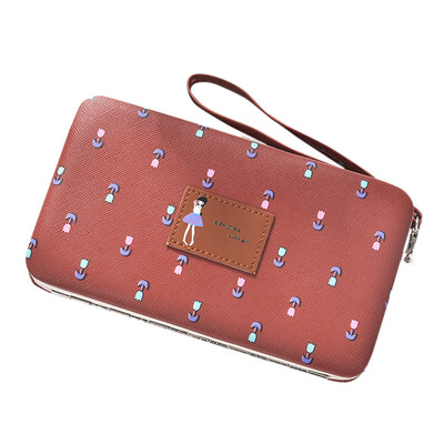 

Tailored Women Leather Long Handbag Floral Cute Wallet Holder Multi-functional Wallet