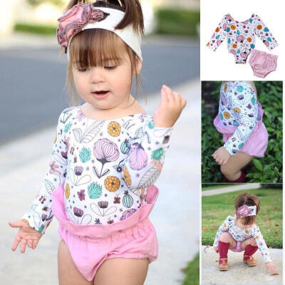 

2PCS Newborn Infant Baby Girls Outfit Clothes Romper Jumpsuit BodysuitPants Set