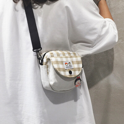 

Ins super fire wild small bag plaid canvas bag handbag 2019 new fashion summer small fresh messenger bag