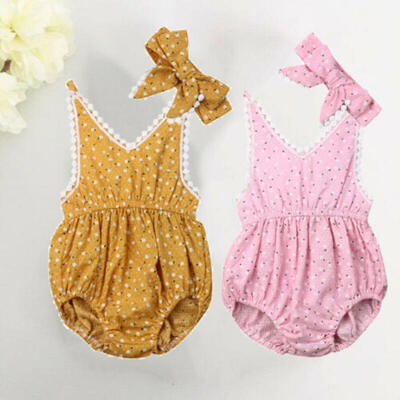 

2Pcs Newborn Baby Girls Floral Romper Jumpsuit Bodysuit Clothes Outfits Summer