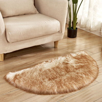 

Gobestart Wool Imitation Sheepskin Rugs Faux Fur Non Slip Bedroom Shaggy Carpet Mats
