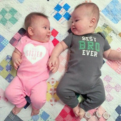 

Matching Cotton Clothes Newborn Baby Sister & Brother Romper Jumpsuit Outfits UK