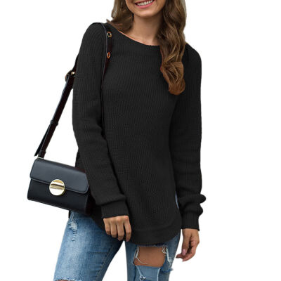 

Women Autumn Concise Fashion Casual All-match Solid Color Pullover Long Sleeve Sweater