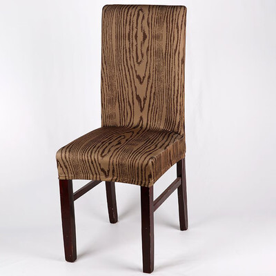 

Wood Grain Stretch Chair Cover Removable Elastic Chair Protector for Hotel Dining Room Office