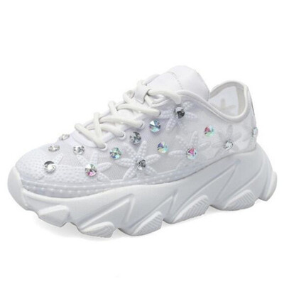 

DIWEINI 2019 Spring New Fashion Women Casual Shoes Comfortable Breathable print crystal vulcanized shoes wild Woman Sneakers D55