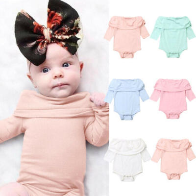 

Cute Newborn Infant Baby Girl Long Sleeve Romper Jumpsuit Bodysuit Solid Outfit