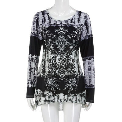 

Nomeni Womens Casual Long Sleeve Blouse O Neck Tops Digital Printed shirt