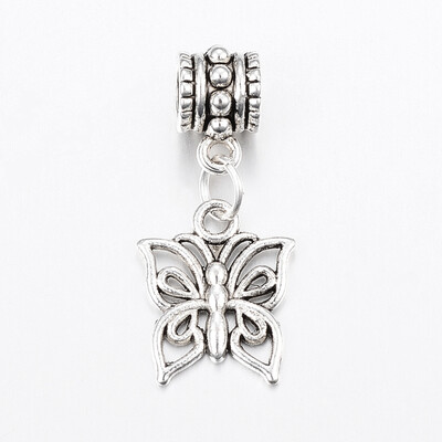 

Tibetan Style Alloy European Dangle Beads Butterfly Antique Silver 27mm Hole 4mm Pendant 15x12x15mm