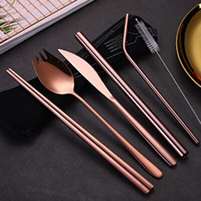

7 Piece Cutlery Set Stainless Stee Stainless steel portable tableware knife fork spoon