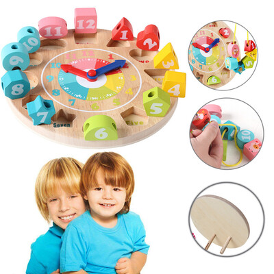 

YIWULAWooden-Clock-Toy-Colorful-Puzzle-Early-Education-12-Numbers-Digital-Geometry