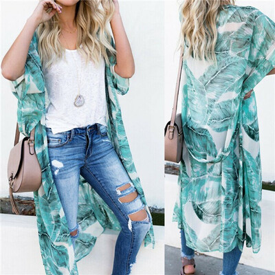 

Plus Size Women Floral Kimono Cardigan Long Sleeve Casual Jacket Cover Up Tops