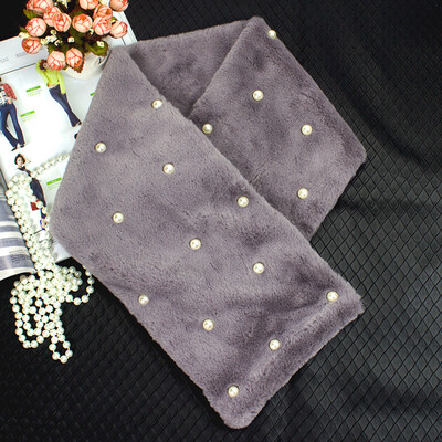 

2018 autumn&winter new pearl hair scarf warm simple simple wild lady imitation rabbit fur collar
