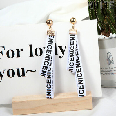 

Women Studs Dangle Earring Long Ear Letter Cloth Ribbon Practical Earring Cloth Dangle Jewelry Studs