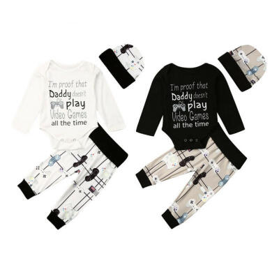 

Newborn Infant Baby Boys Girls Cute Long Sleeve Romper Outfits Letter Printing topPantsHat Autumn Winter 3Pcs Set Clothes