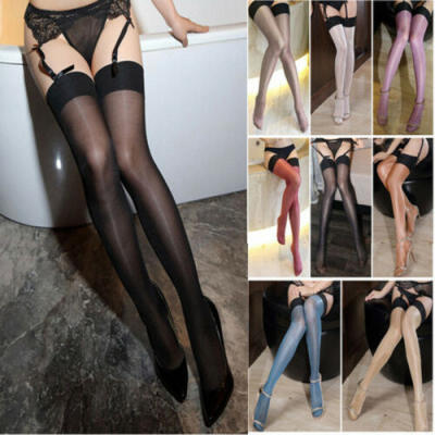 

Women Sexy Sheer Shiny Stretchy Thigh High Socks Long Stockings Tight Pantyhose