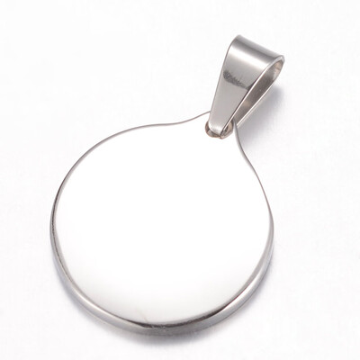 

304 Stainless Steel Pendants Flat Round Stainless Steel Color 26x23x25mm Hole 9x5mm
