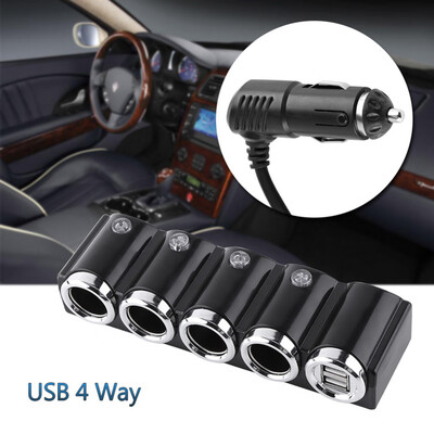 

〖Follure〗4 Way Cigarette Lighter Socket Splitter Power Adapter Dual USB Car Charger
