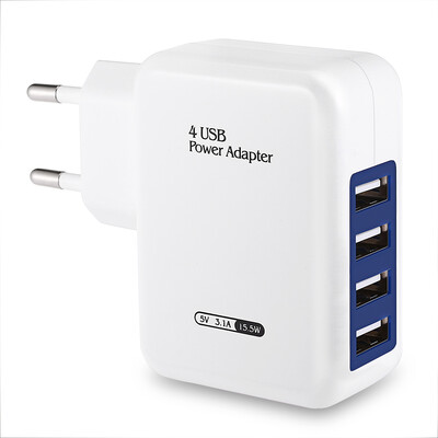 

EU Plug Wall Charger 4 USB Ports Charging Adapter for Travel Home