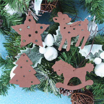 

〖Follure〗4pcs Wooden Pendant Christmas Decorations Childrens Home Decoration Gifts