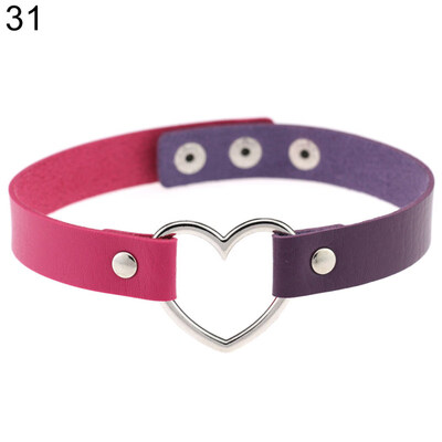 

Women\s Punk Faux Leather Love Heart Collar Choker Necklace Jewelry Charm Gift