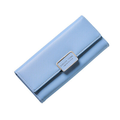 

Lady RFID Blocking Trifold Long Wallet Multicard Slots Faux Leather Clutch Purse