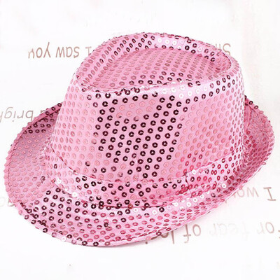 

11 Colors Unisex Women Men Sequin Shining Trilby Hat Cotton Fancy Party Dance Hat