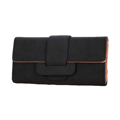 

Vintage Women Solid Color Faux Leather Cash Card Holder Long Clutch Purse Wallet