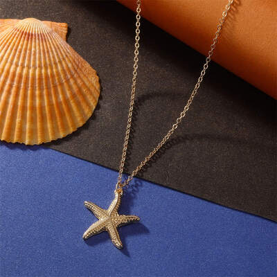 

New Design Fashion Starfish Shell Pendant Necklaces For Women Vintage Alloy Cowrie Shell Choker Bohemian Necklace Ocean Jewelry