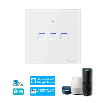 

SONOFF T0UK3C-TX 3 Gang Smart WiFi Wall Light Switch APPTouch Control Timer UK Standard Panel Smart Switch Compatible with Google