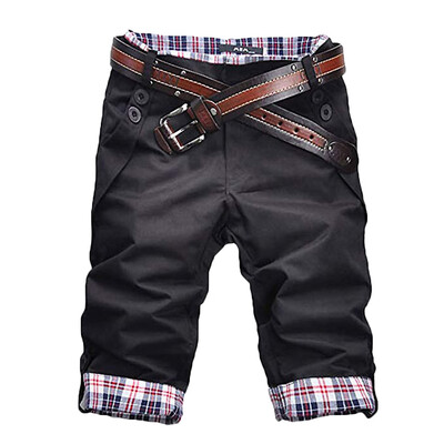 

Gobestart Mens Sport Slim Fit Plaid Button Casual Sweatpants Drawstring Shorts Pant