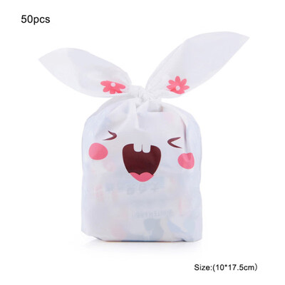 

50Pcs Cartoon Rabbit Christmas Halloween Candies Biscuits Storage Bag Container