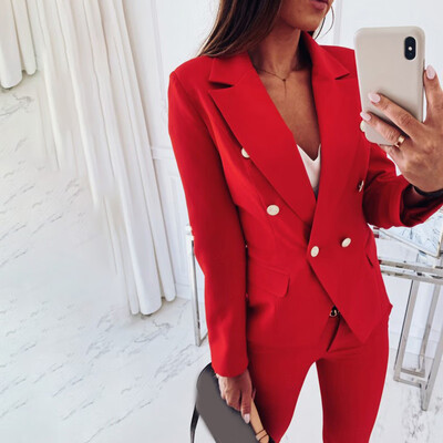 

Women Casual Button Blazer Slim OL Work Jacket Long Sleeve Outwear Suit Coat Top