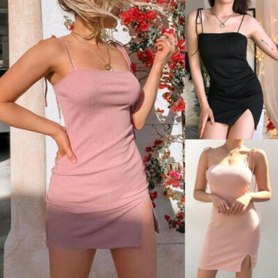 

Women Seamless Long Cami Mini Dress Camisole Tank Top Slip Stretchy Backless