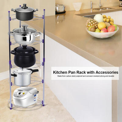 

5 Tiers Home Kitchen Pans Pots Storage Rack Durable Metal Wire Shelving Organizer Metal Storage Shelves Pot Organizer