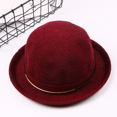 

Spring&Autumn England retro-dome small gift hat summer casual metal hemming hat womens fashion sun-shading basin cap