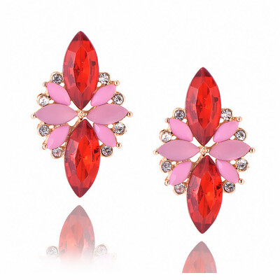 

H20 Fashion Jewelry Black Blue Crystal Rhinestone Drop Earrings Red Pink Flower Dangle Earrings Women Luxury Wedding Jewelry