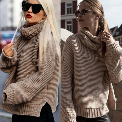 

〖Follure〗Women Long Sleeve Loose High Collar Knitted Sweater Jumper Knitwear Top Blouse