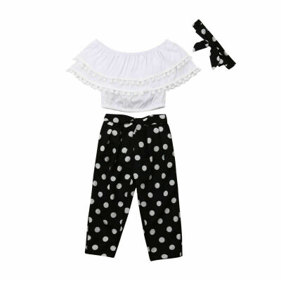 

Kids Baby Girls Outfits Clothes T-shirt Off-shoulder Tops Pants Summer 3Pcs Set