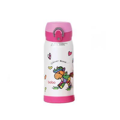 

Le Bao bobo childrens mug 316 stainless steel vacuum non-slip student drinking water bottle water bottle thermos 350ml red