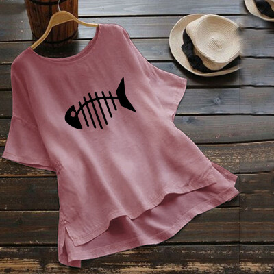 

New Women Short Sleeves Gradient Tops Ladies Summer Holiday Beach T Shirt Blouse