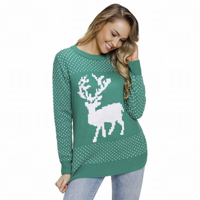 

Round neck long-sleeved elk sweater pullover sweater sweater sweater