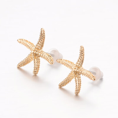 

Starfish Alloy Stud Earrings Golden 12x13mm Pin 07mm