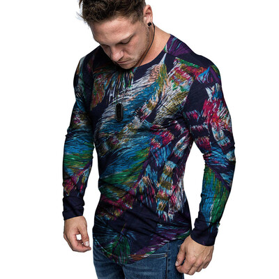

Toponeto Mens Fashion Casual Print Round Neck Imitation Cotton And Linen Top