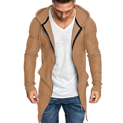 

Toponeto Men Splicing Hooded Solid Trench Coat Jacket Cardigan Long Sleeve Outwear Blouse