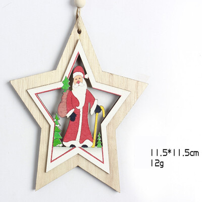 

FUNNYBUNNY Christmas Hanging Ornaments Wooden Snowman Santa Bells Xmas Embellishments Gift Tag